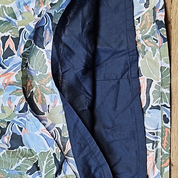 NWT LL Bean Signature 100% Cotton Poplin Blue Tropical Print V Neck Dress - Picture 8 of 16